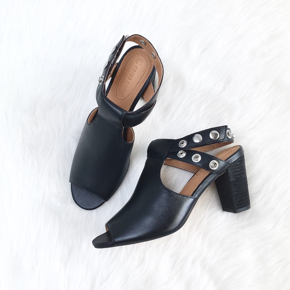 Corso Como | black leather button strappy mules - Picture 2 of 6
